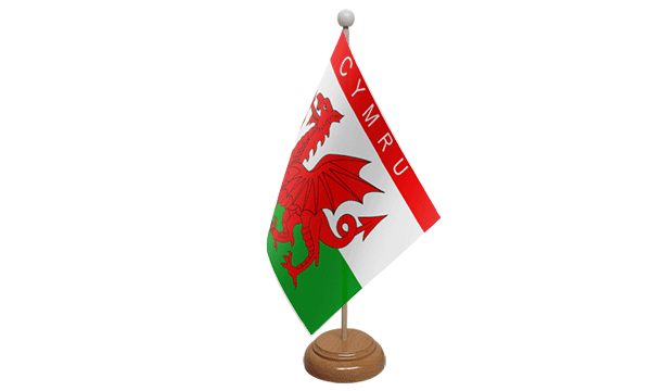 Cymru Small Flag with Wooden Stand